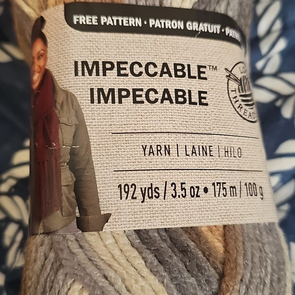 Lion Brand Basic Stitch Yarn - Brown and Cream